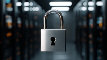 Enhanced security, locked padlock safeguarding hallway access and privacy secure.