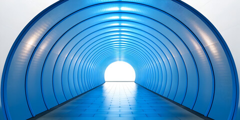 Blue glossy circular tunnel glowing abstract isolated on white