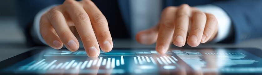 Business chart analysis on tablet, datadriven insights for strategic decisionmaking.