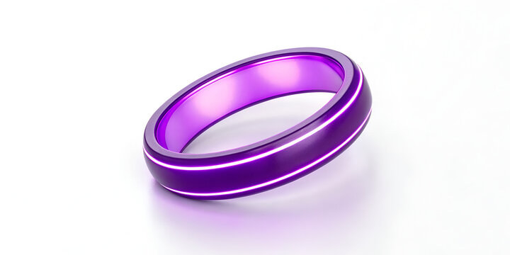 Glowing neon purple circular ring abstract futuristic loop isolated on clean white background - Powered by Adobe