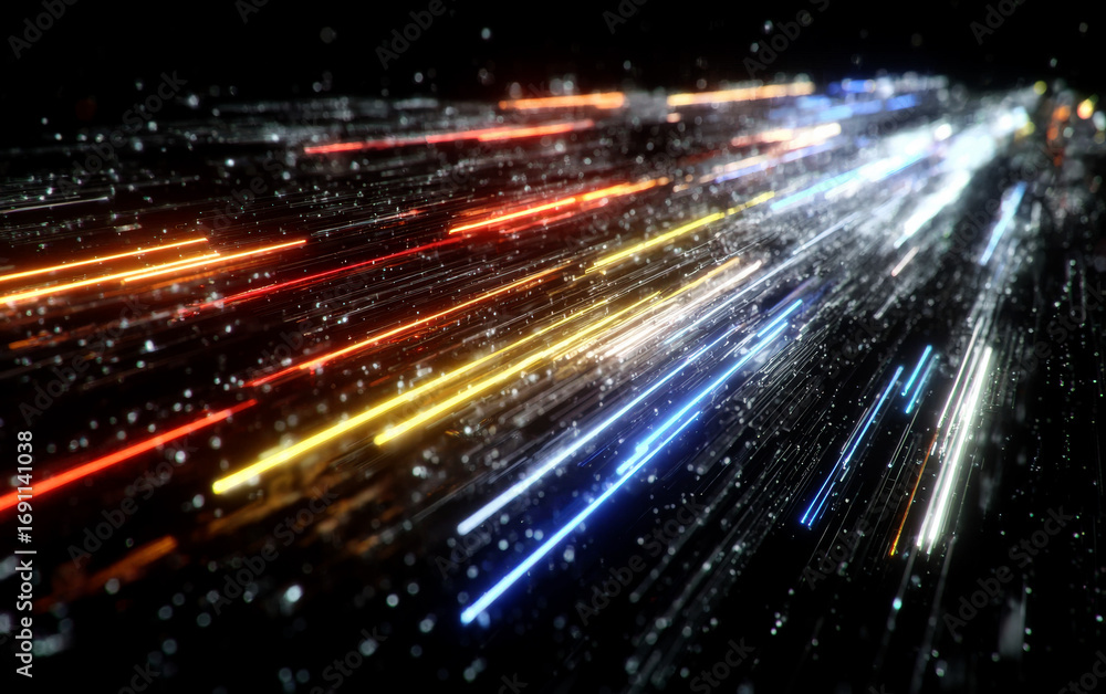 Aufkleber colorful light trails creating a dynamic visual effect at night