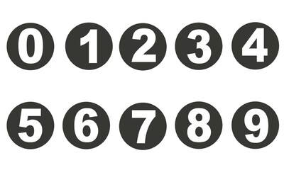 Numbers set 1 to 10, transparent background, png