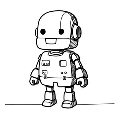 Obraz premium Cartoon robot character standing on plain background 