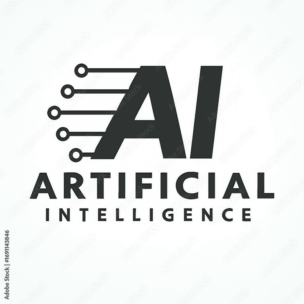 Poster modern ai logo design with circuit board elements representing artificial intelligence technology
