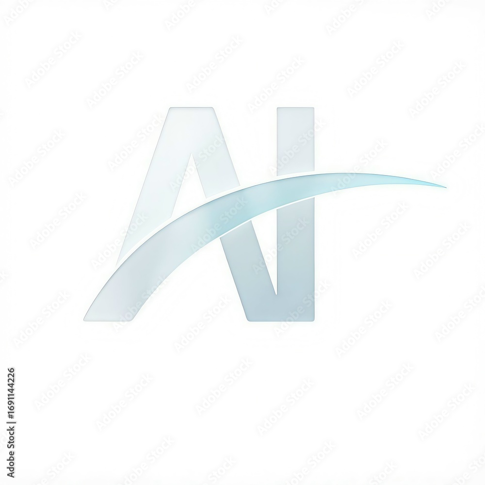 Poster abstract modern ai logo design with flowing lines and subtle gradient on white background