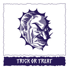 spooky halloween devil head illustration