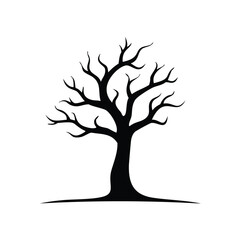 Black bare tree silhouette with spreading branches vector