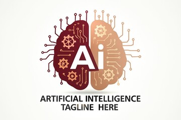 Abstract artificial intelligence brain with circuitry and gears symbolizing technology and innovation