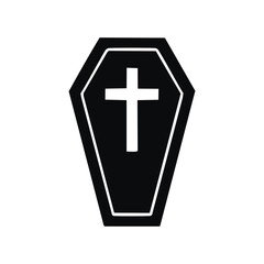 Obraz premium Black coffin with white cross casket religious symbol