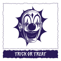 spooky halloween clown head illustration