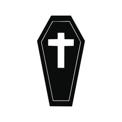 Obraz premium Black coffin with white cross casket religious