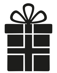 Black gift box with ribbon and bow present