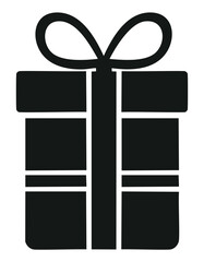 Black gift box with ribbon and bow present