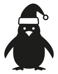 Black penguin wearing a santa hat christmas holiday