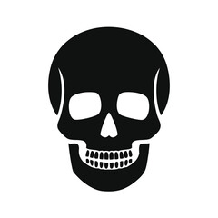 Black skull silhouette with white eye sockets and teeth human skull