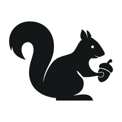 Black squirrel holding acorn silhouette animal