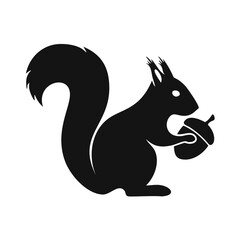 Black squirrel holding acorn silhouette animal