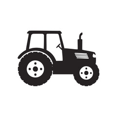Black tractor silhouette with large wheels and exhaust pipe agriculture farming