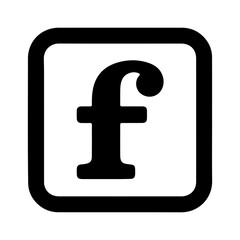 Obraz premium Black letter f social media icon in a rounded square.
