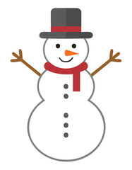 Cheerful snowman wearing a hat and scarf winter christmas