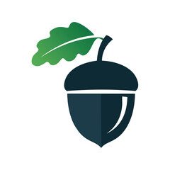 Dark blue acorn with green leaf vector