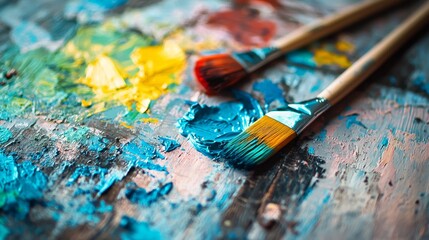 Paint brushes colors artistic creative modern stylish lifestyle background