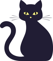 Dark feline with yellow eyes and long tail black cat animal