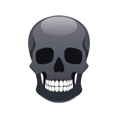 Dark gray skull with white teeth and black eye sockets bone