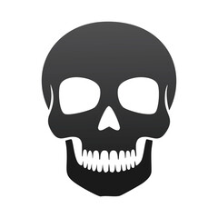 Dark skull with empty eye sockets and teeth black white