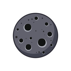 Gray celestial body with dark craters and light rings moon planet