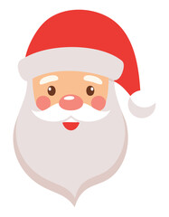 Jolly santa claus face with red hat and white beard christmas holiday