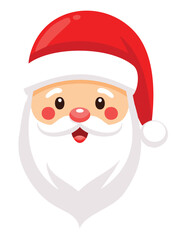 Jolly santa claus face with red hat and white beard christmas holiday