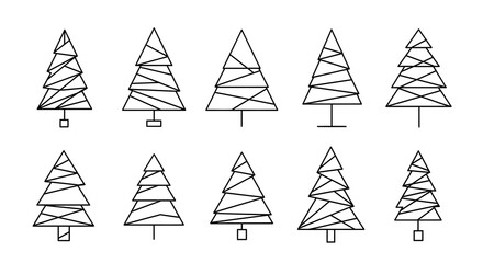 Obraz premium Modern Abstract Holiday Trees in Linear Style