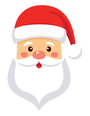 Jolly santa claus face with red hat and white beard christmas holiday