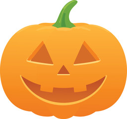 Orange pumpkin with carved triangular eyes and smiling mouth halloween jackolantern