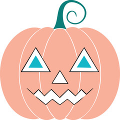 Orange pumpkin with teal stem and triangular face halloween jack o lantern © MrFahim