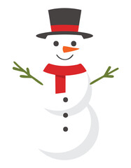 Smiling snowman wearing hat and scarf winter holiday