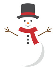 Snowman with top hat and scarf winter holiday
