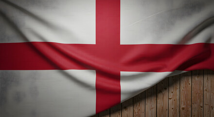 Fototapeta premium Realistic English Flag Fabric with Vintage Background