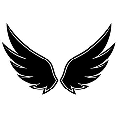 Obraz premium Bird wings outline vector, a modern bird wing icon art design, black vector of a bird wing, simple bird wings art, a bird wing isolated