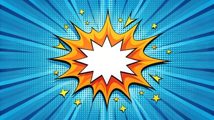Comic book explosion with stars and halftone dots