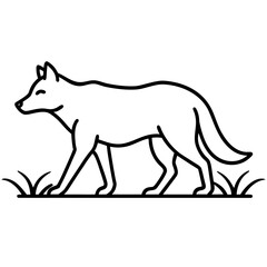 Fototapeta premium Wolf walking with grass outline vector, a modern wolf icon art design, black vector of a wolf, simple wolf art, a wolf isolated