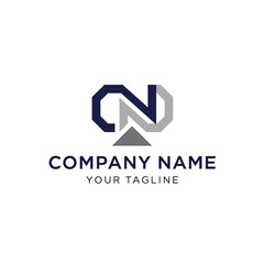 Abstract logo design featuring initials, a geometric shape, and company branding elements.