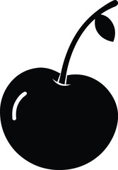 Cherry Fruits Icon Black Silhouette Vector Illustration. Cherry Orchard Icon - Minimalist Black Fruit Silhouette Vector
