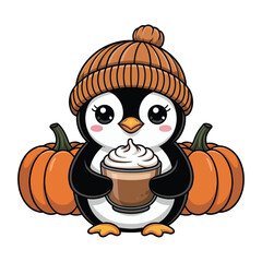 Adorable penguin in a thanksgiving theme.