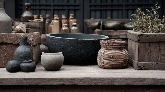 Rustic market lifestyle decorative inspiration modern artistic photography composition stylish arrangement design concept traditional heritage