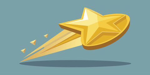 A golden star flying across a blue background representing achievement and excellence in graphic design