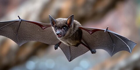 Bat exploring its natural outdoor habitat