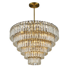 Elegant crystal chandelier with tiered design and golden accents for luxurious interior lighting transparent background