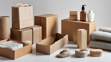 Cardboard boxes lifestyle storage photography composition packaging goods background design